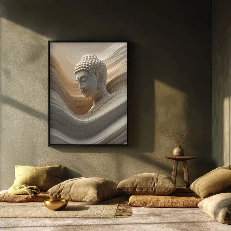 Aurum Buddha Archival Paper Wall Painting With Black Frame media 3