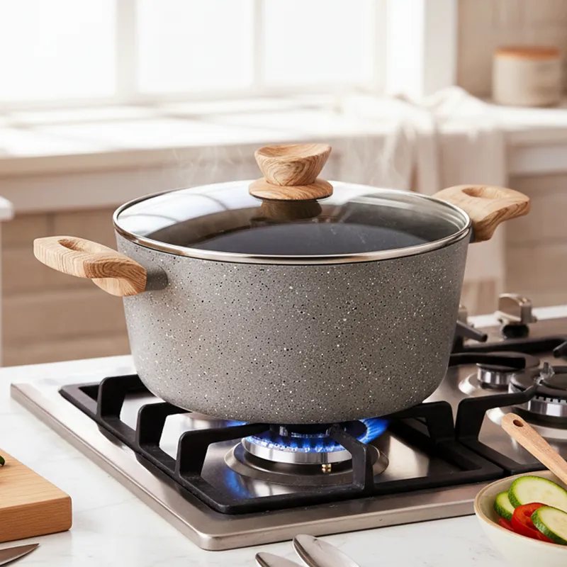 Bergner Ever Glide Induction Safe Non-Stick Cooking Pot With Lid - 4500 mL/24 cm media 1