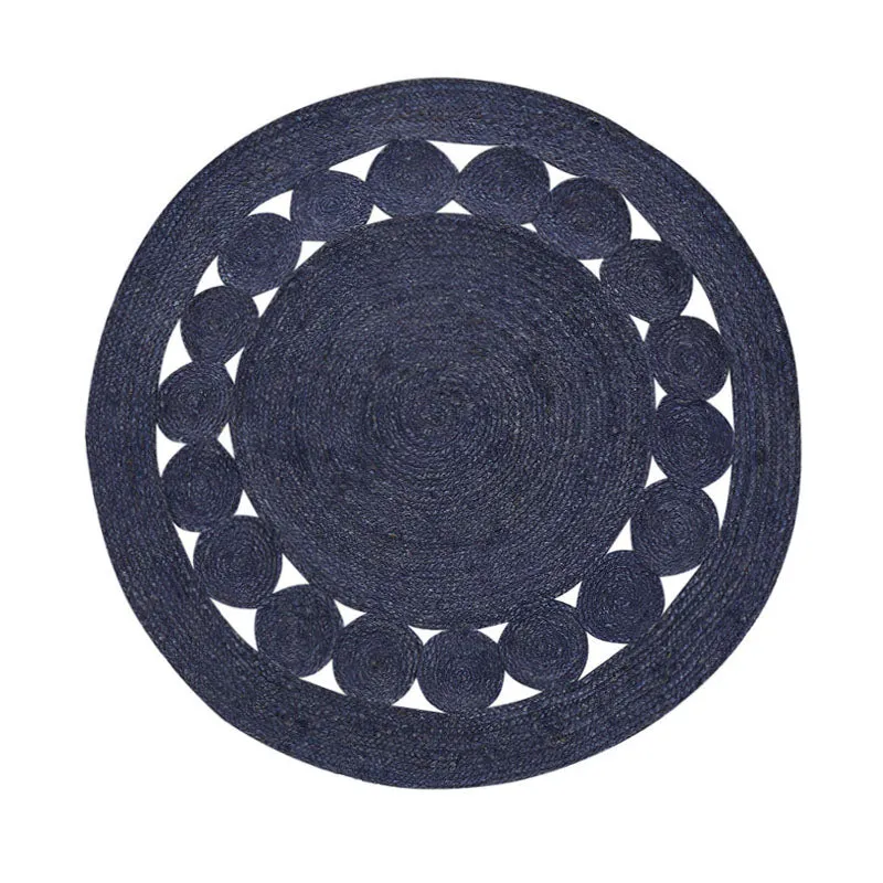 Knot Theory Braided Jute Area Rug - Blue media 1