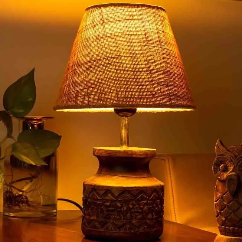Beigeness Fabric Table Lamp - Beige,Brown media 1