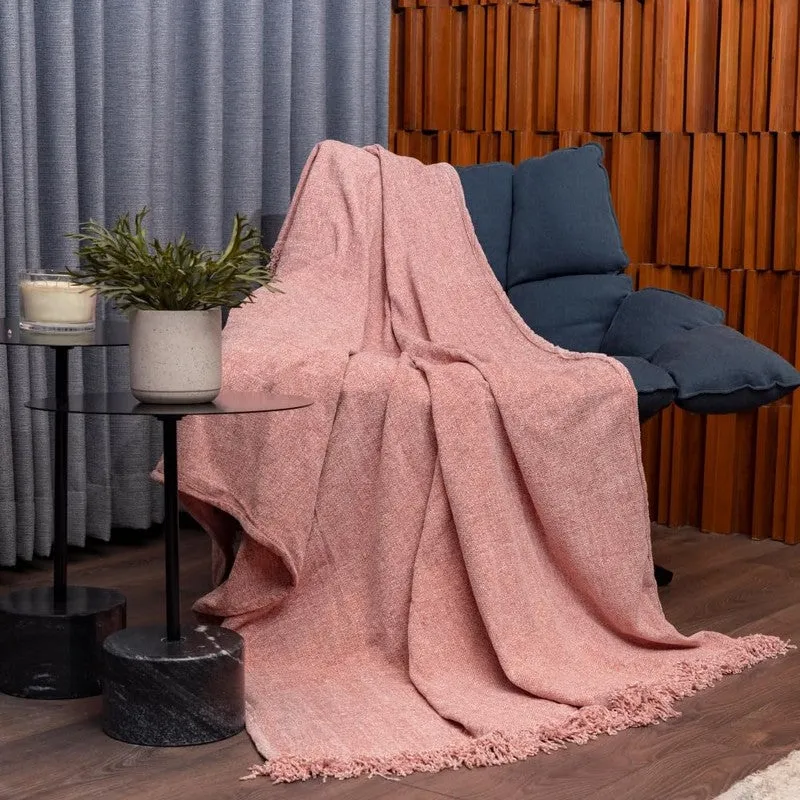 Urban Space Heather Solid Cotton Throw - Pink media 3