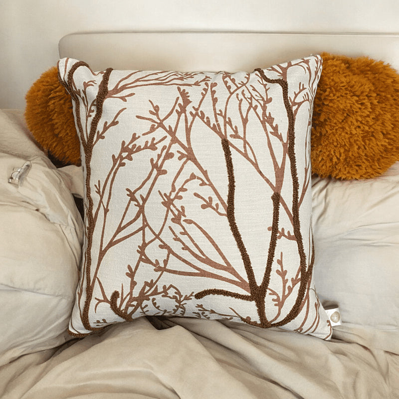 Autumn Naps Tufted Cushion Cover - White & Brown media 4