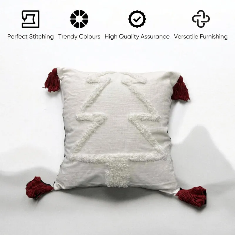 Whimsy in White  Cotton Christmas Cushion Cover media 6