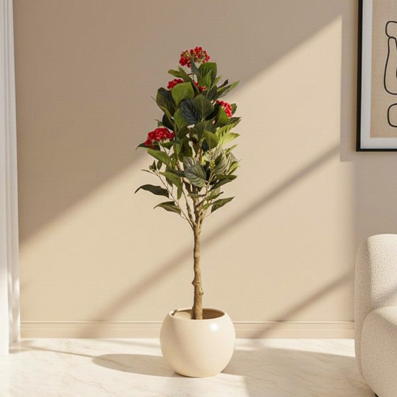 Chic Hydrangea Faux Artificial Plant With Black Plastic Pot - Pink
