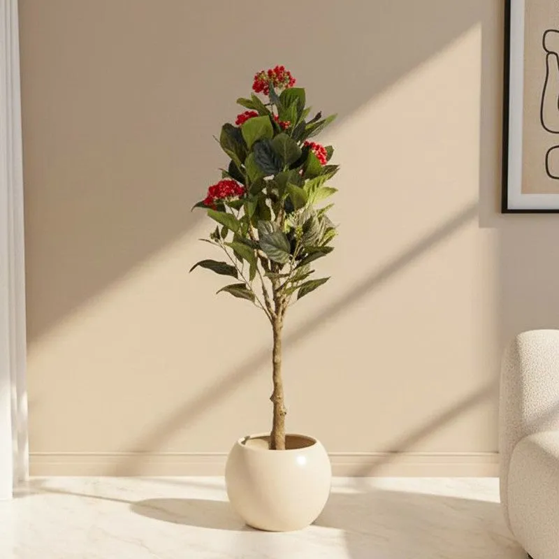 Chic Hydrangea Faux Artificial Plant With Black Plastic Pot - Pink media 1