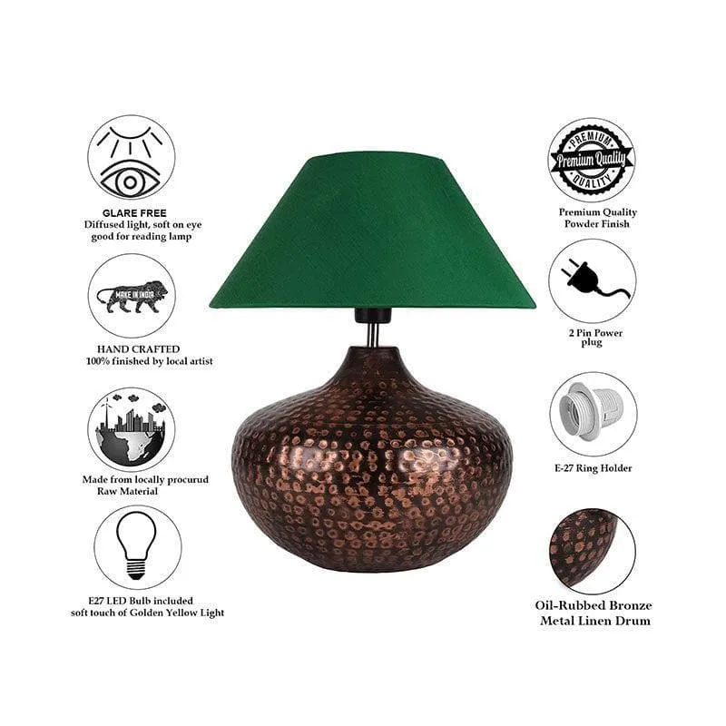 Nihita Fabric Table Lamp - Green,Bronze media 6