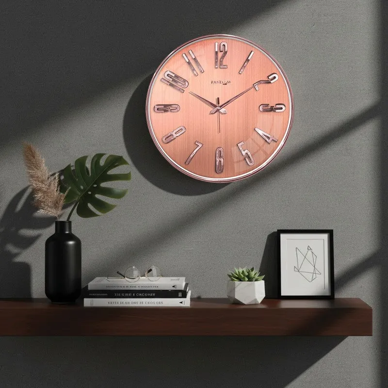 Elite Numeric Plastic Wall Clock - Pink & Rose Gold media 1