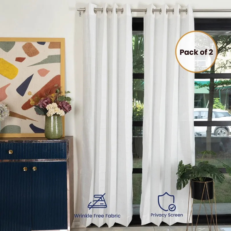 Pixel Checks Cotton Curtain - White media 5