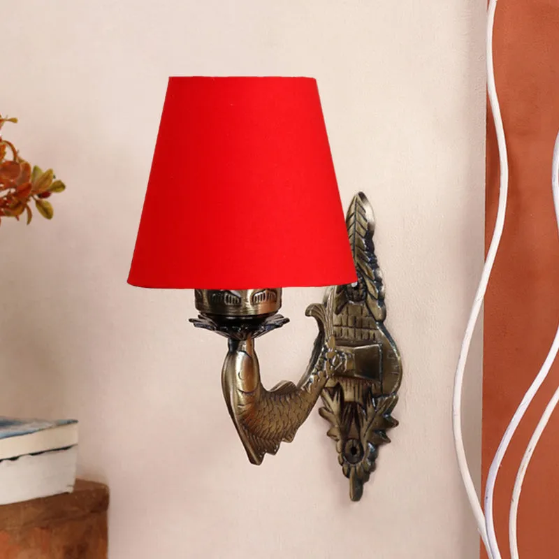 Ziada Stiva Conical Fabric & Metal Wall Lamp - Red media 3