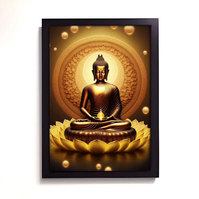 Golden Serene Buddha Wall Art media 5