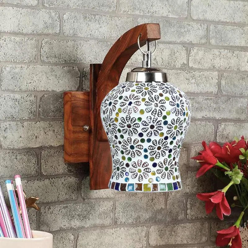 Omra Forma Mosaic Glass & Wooden Wall Lamp media 3
