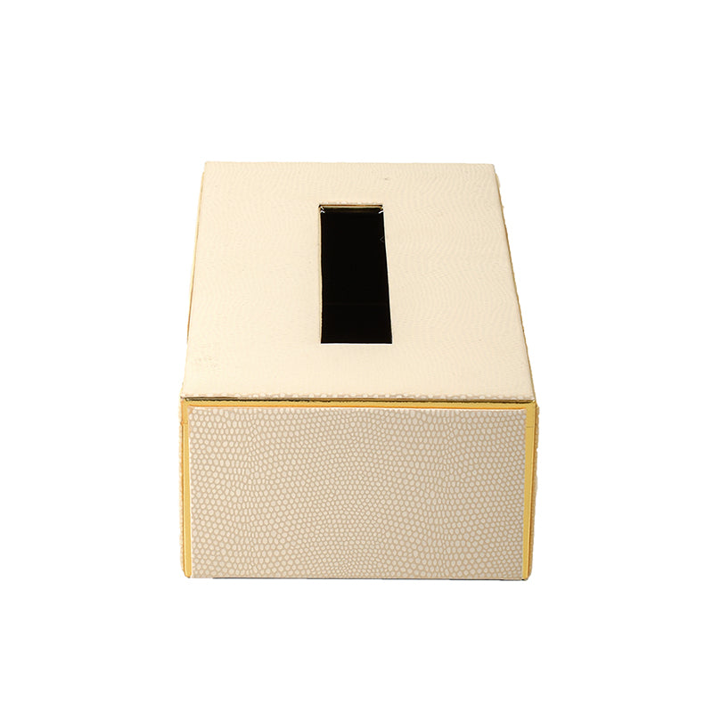 Tisquo Edge Faux Leather Tissue Box - Ivory media 4