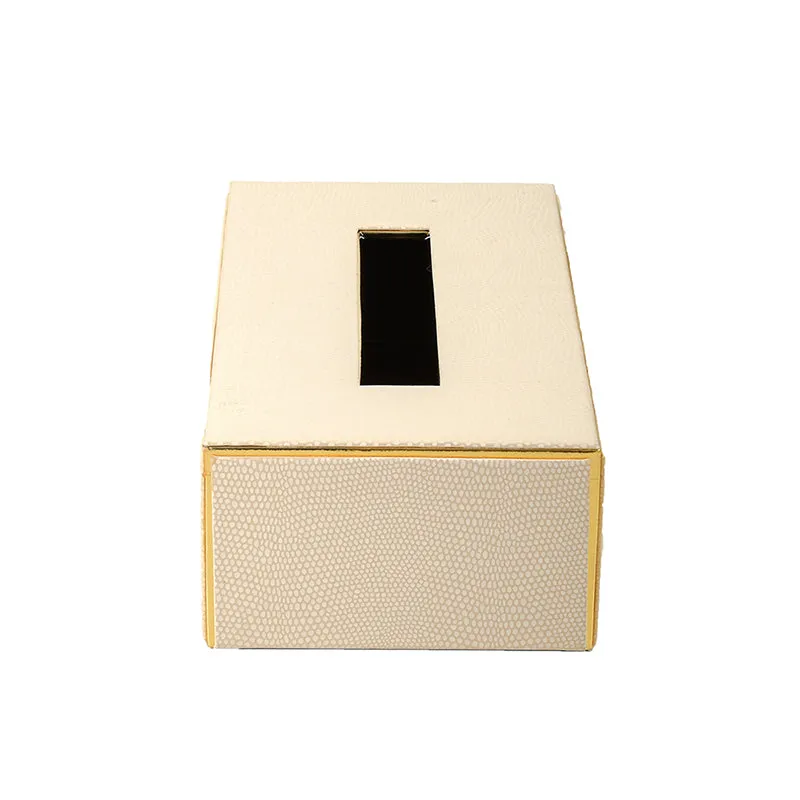 Tisquo Edge Faux Leather Tissue Box - Ivory media 4