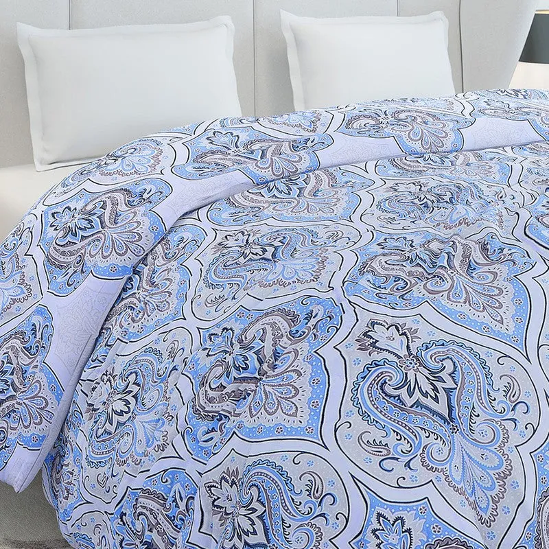 Monte Carlo Bloomen Ethnic Motif Polyester Reversible Dohar (Blue) - 210 GSM media 5