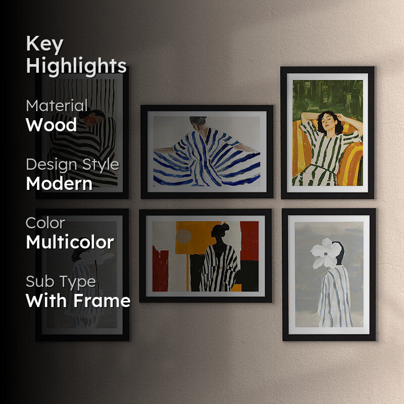 Elegance Of Stripes Wall Art - Set Of Six media 2