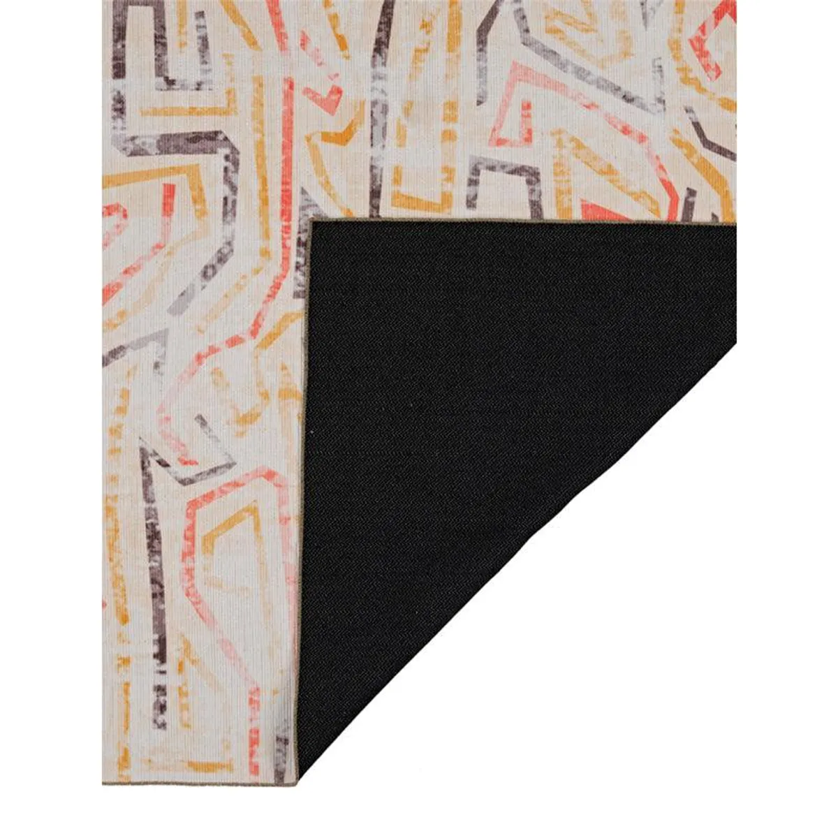 Carpet corner showing the black underside backing