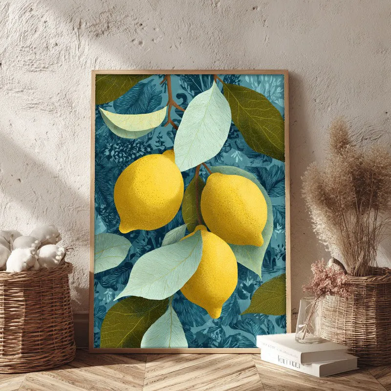 Citrus Burst Canvas Wall Painting - Brown Frame media 3
