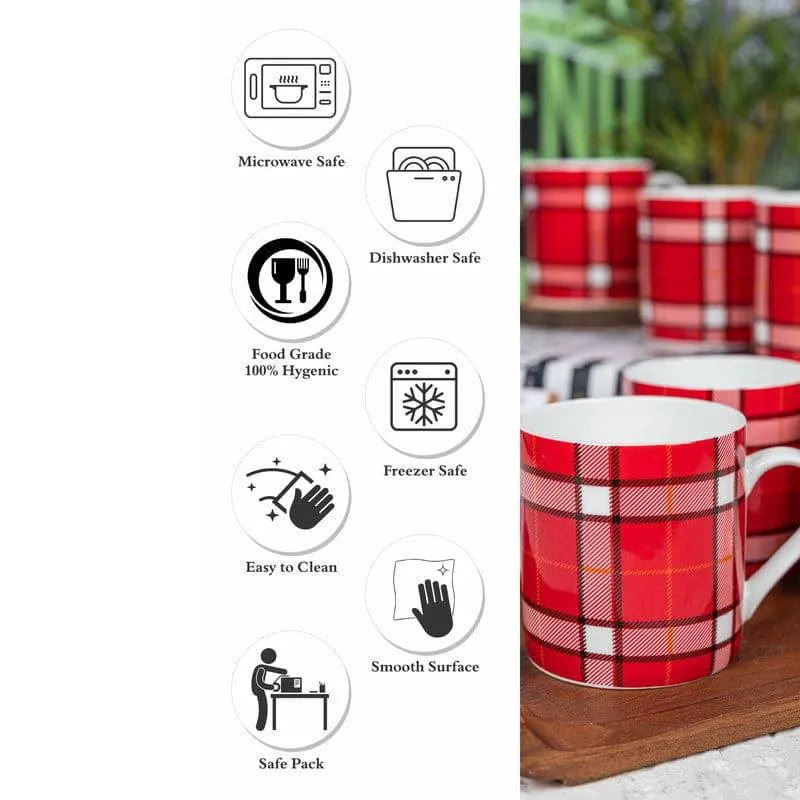 Sonaki Grid Bone China Tea Cup (220 mL Each) - Set of Six media 4