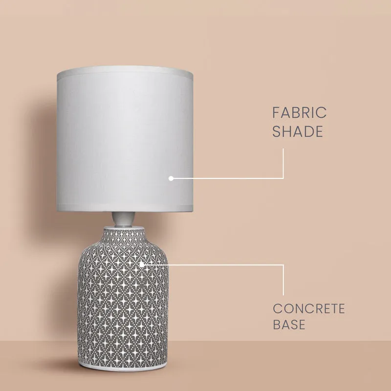 Moroccan Hue Concrete LED Fabric Table Lamp - White,Grey media 3