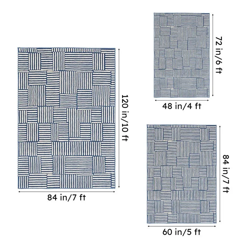 Celeborn Hand Tufted Geometric Wool & Nylon Carpet - Blue media 14