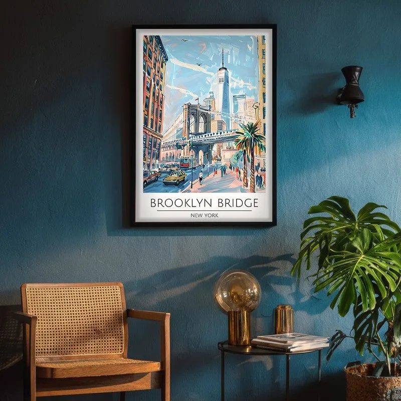 Vintage Brooklyn Bridge Framed Canvas Wall Painting media 4