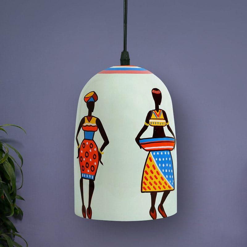 Folk Fantasy Hand Painted Glass Ceiling Lamp media 3