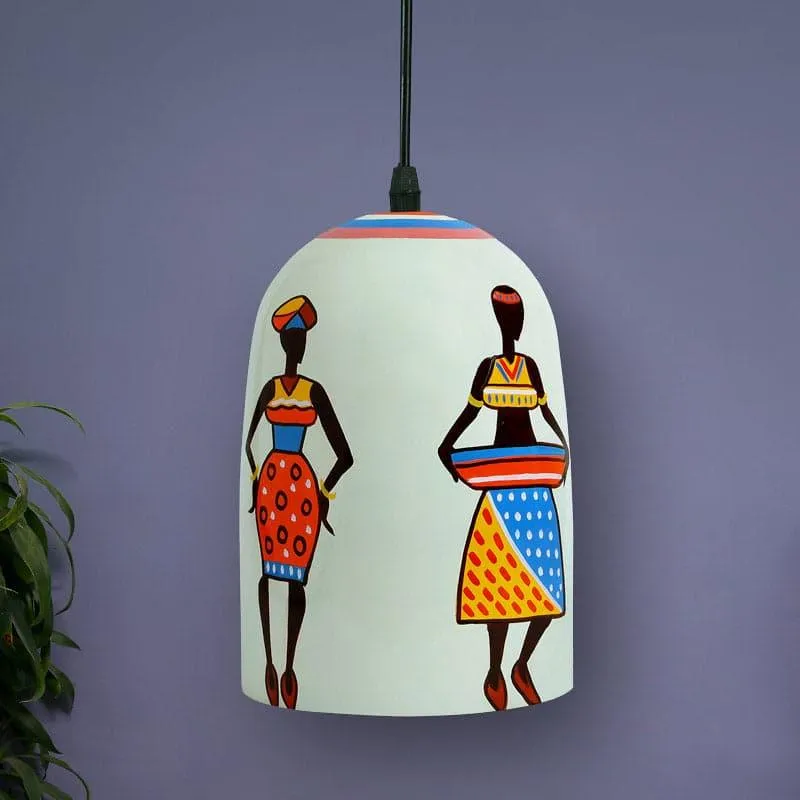 Folk Fantasy Hand Painted Glass Ceiling Lamp media 3