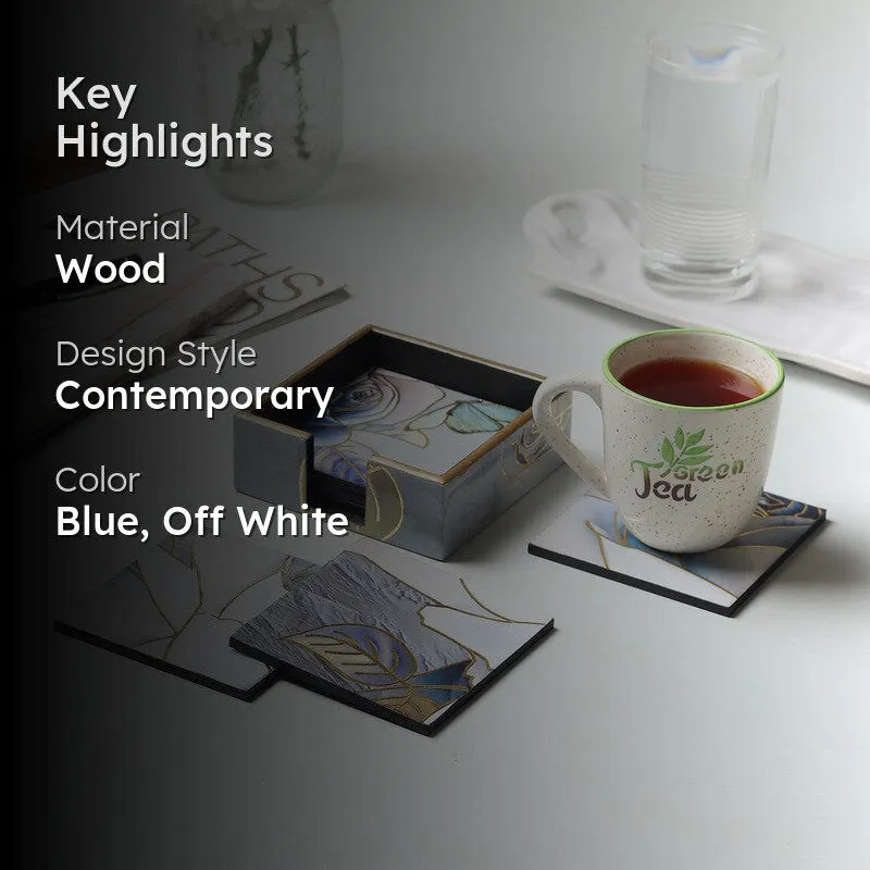 Rosy Wooden Coaster with Stand - Seven Piece Set media 2