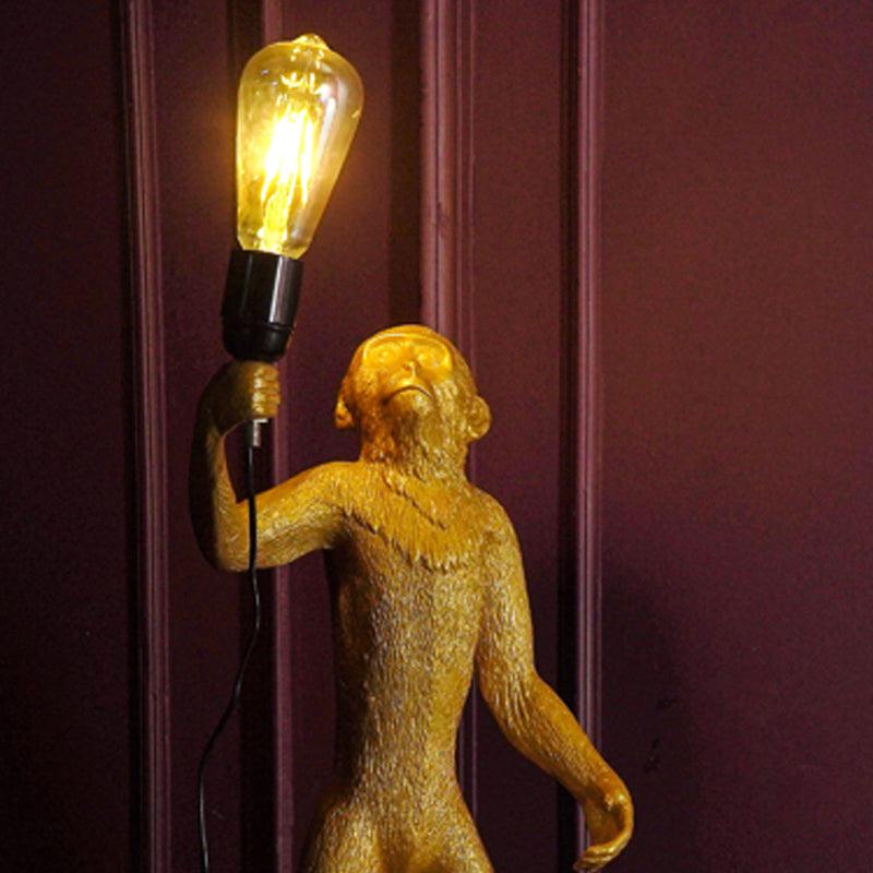 Cheeky Monkey Painted Resin Lamp - Gold media 3
