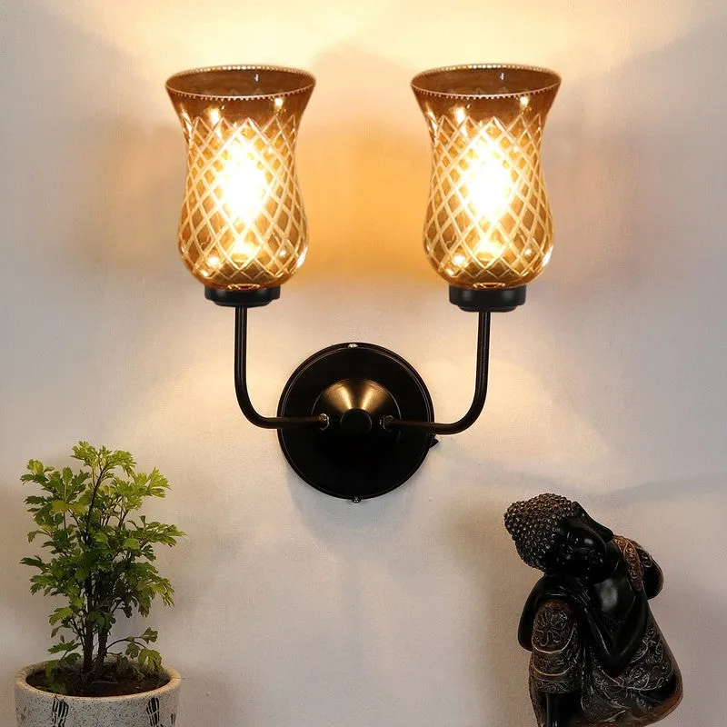Honey Glow Dual Base Glass Wall Lamp media 6