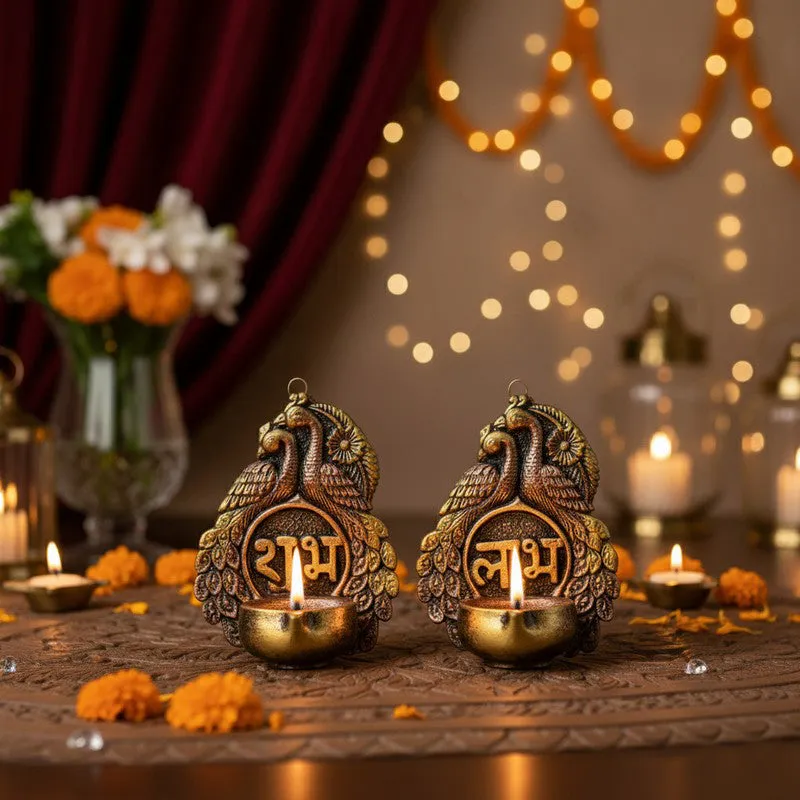 Jade Mirage Diya - Set Of Two media 1
