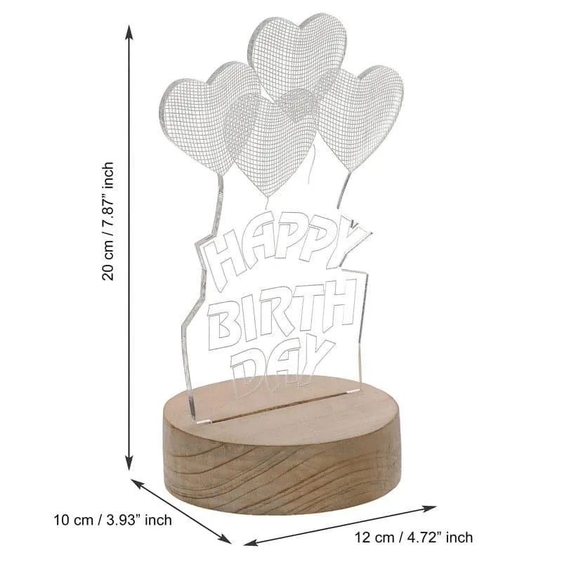 Happy Birthday LED Acrylic Table Lamp - Brown media 4