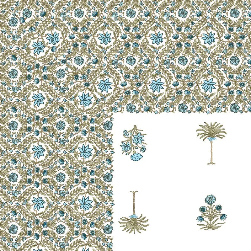 Rang Style Cotton Bedsheet (Blue,Green,White) - 120 TC media 6