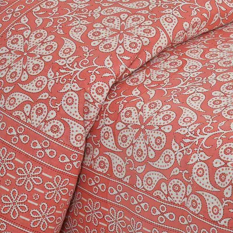 Seina Floral Cotton Bedsheet (Red) - 160 TC media 3