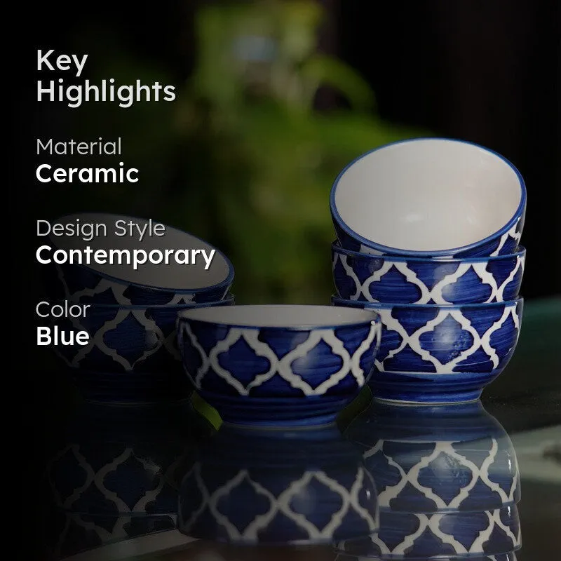 MiniFeast Ceramic Snack Bowls (Blue, 150 mL Each) - Set Of Six media 2
