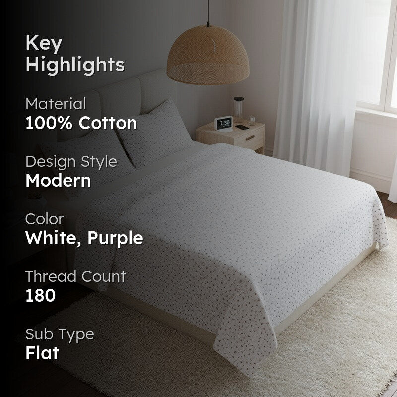 Tiny Twines Cotton Bedsheet (Purple) - 180 TC media 2