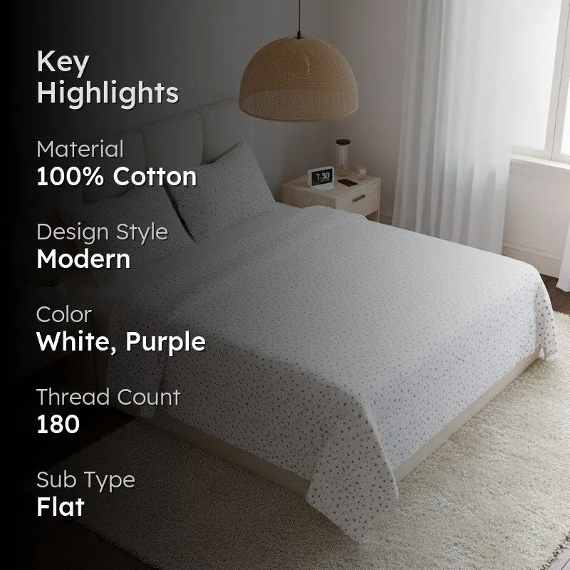Tiny Twines Cotton Bedsheet (Purple) - 180 TC media 2