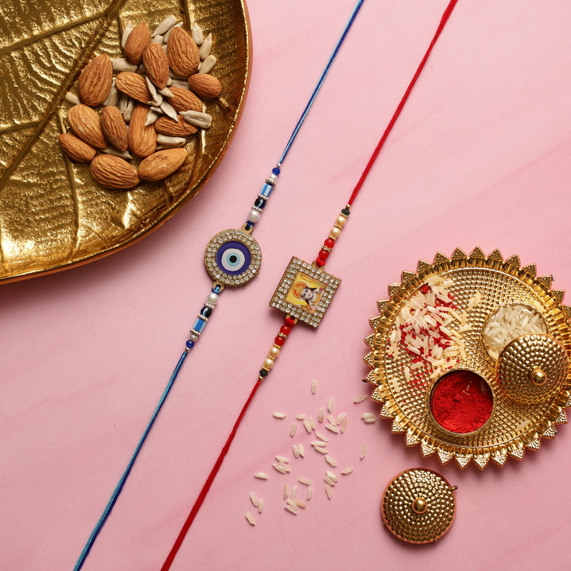 Shri Ram Rakhi with Roli Chawal - Three Piece Set