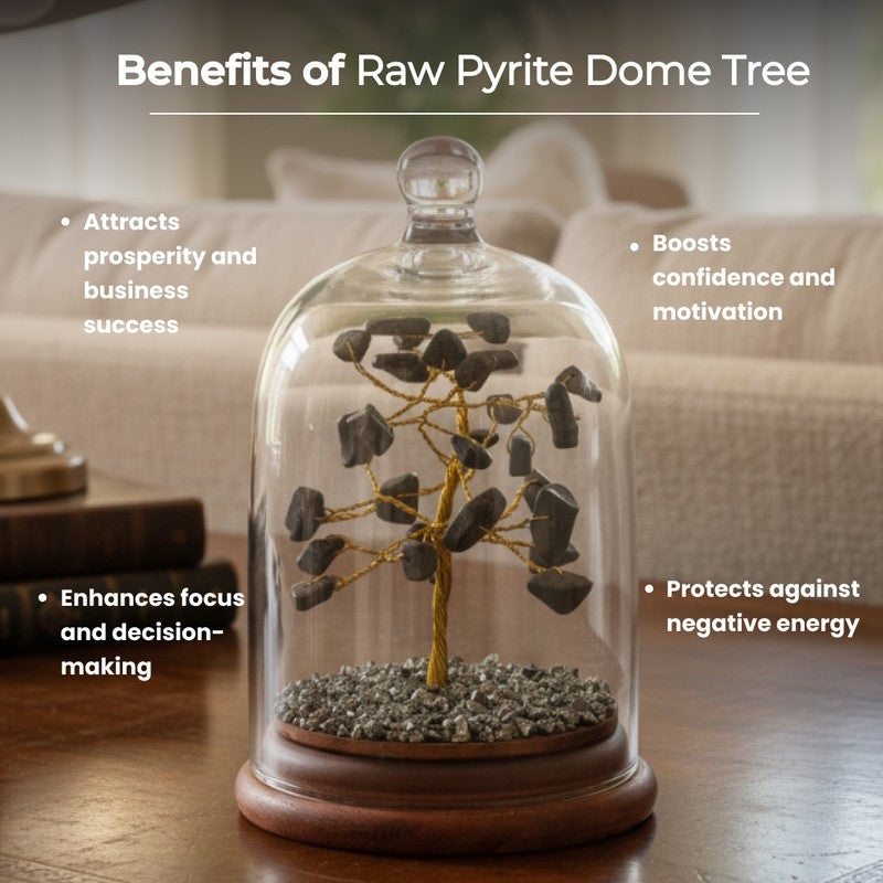 Feng Shui Pyrite Crystal Dome Tree Showpiece media 7