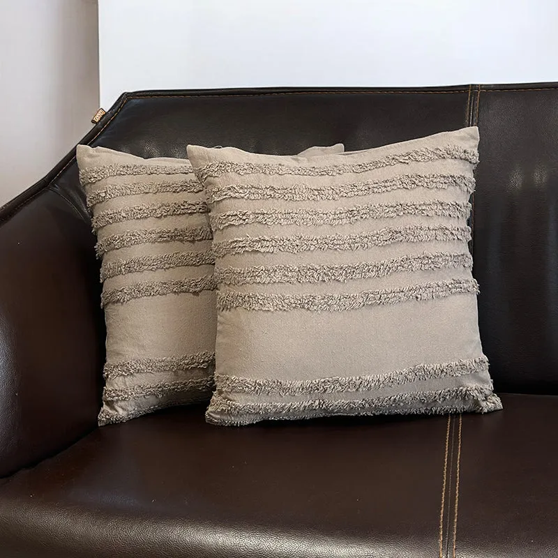Thea Stripe Tufted Cushion Cover (Beige) - Set Of Two media 1