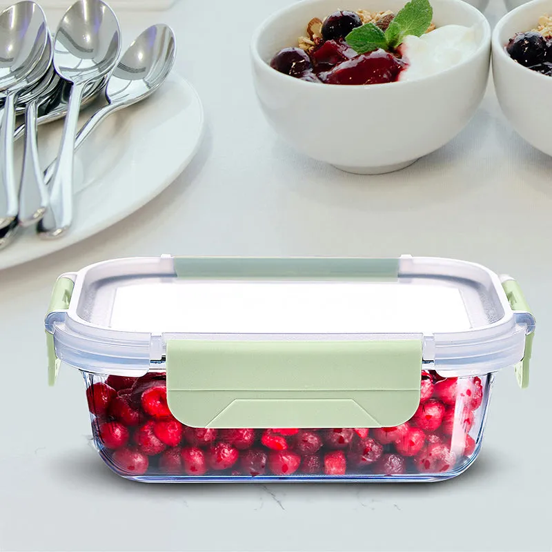 Bergner Glass Vault Airtight Glass Tiffin Box (Green) - 640 mL media 1
