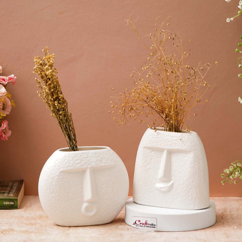 Sculpted Face Vase - Set of Two