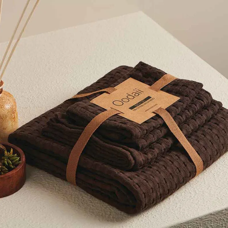 Beehive Waffle Towel Combo (Peat) - Four Piece Set media 5