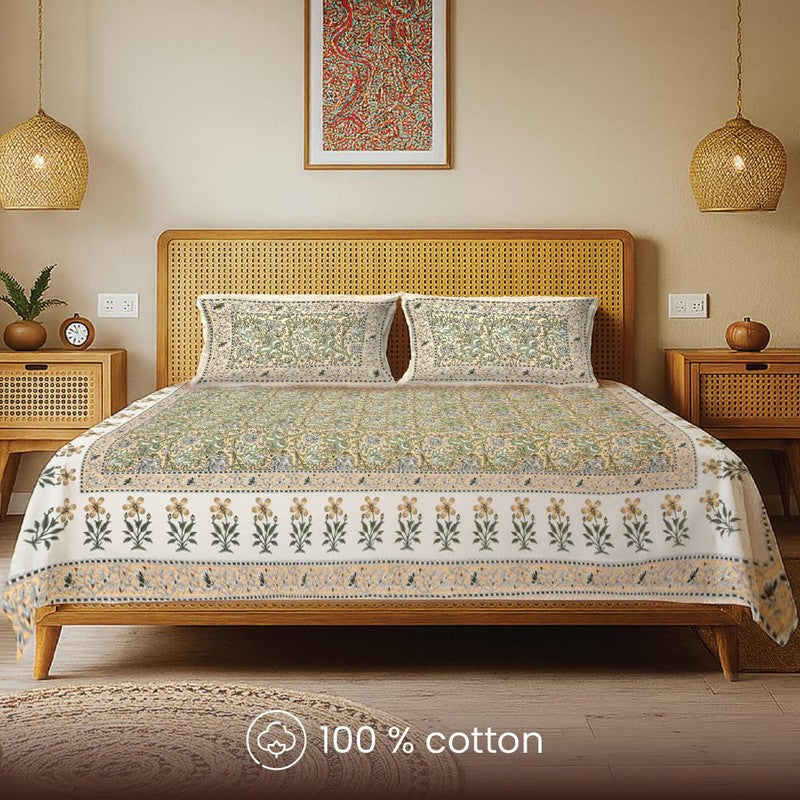 Urban Space Prakriti Pure Cotton Bedsheet (Brown) - 200 TC media 4