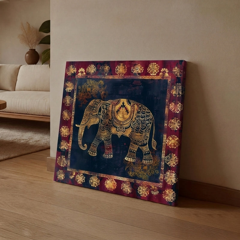 Ethnic Aura Elephant Wall Painting