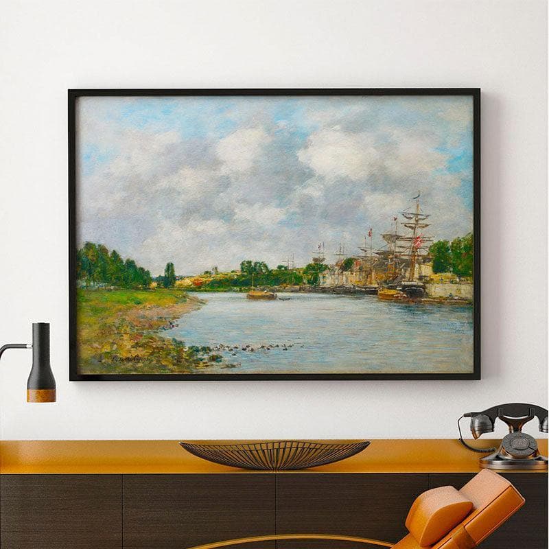 View Of The Port Canvas Wall Painting - Black Frame