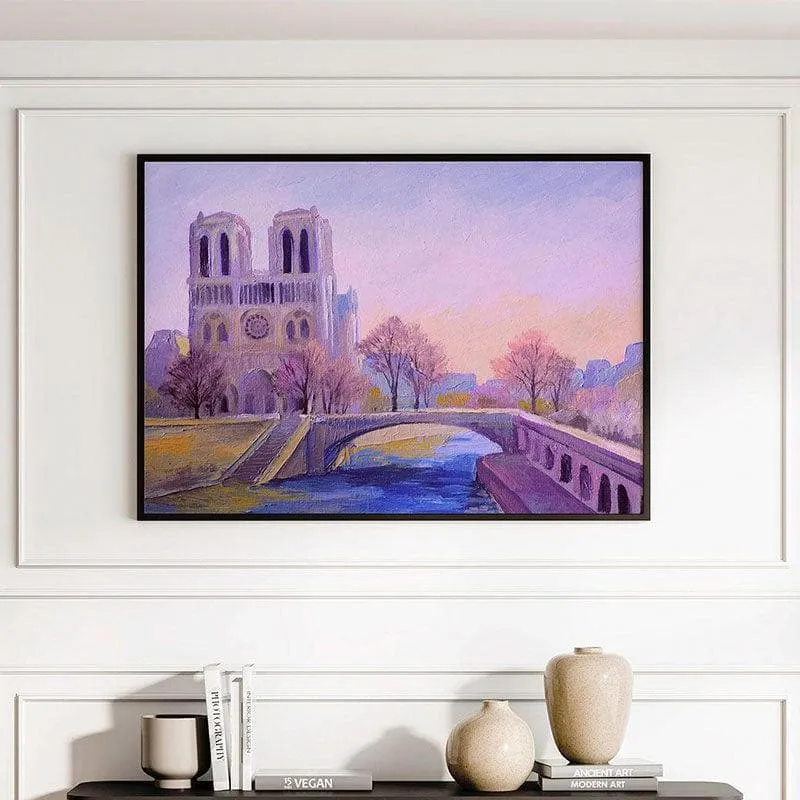 Notre Dame De Paris Canvas Painting - Black Frame media 1