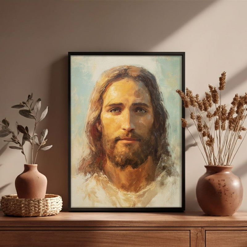 Ethereal Jesus Archival Paper Wall Painting With Black Frame media 4