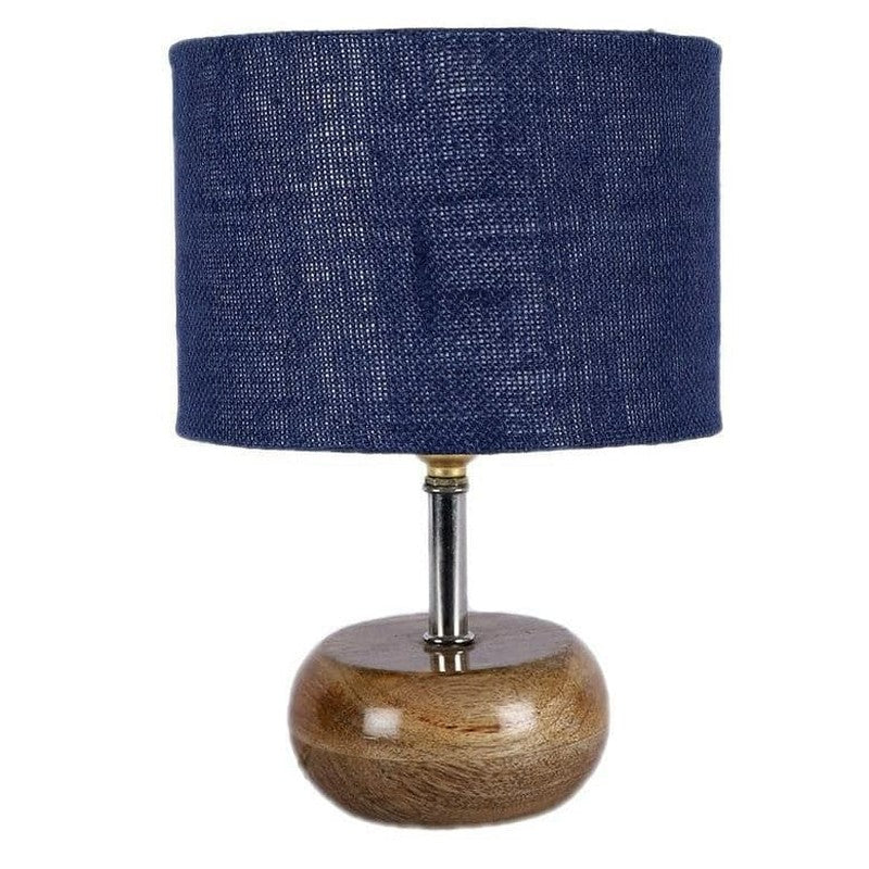Wood Pebble Fabric Table Lamp - Blue,Brown media 4