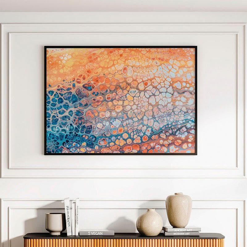 Cells Abstract Canvas Wall Painting - Black Frame